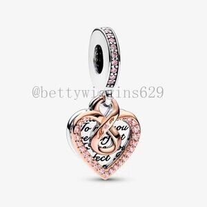 Pandora Two-tone Infinity Heart Double Dangle Charm